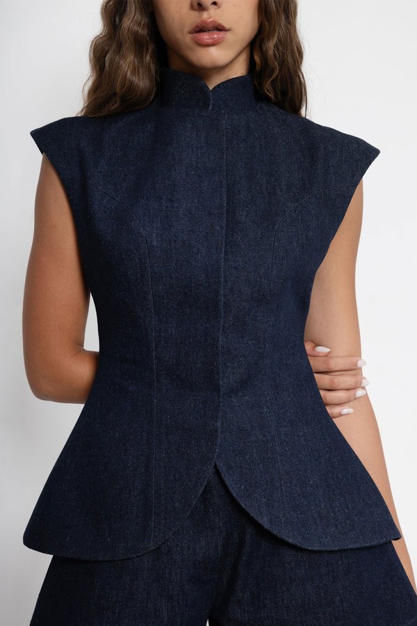 Precision Denim Vest from Farah Seif