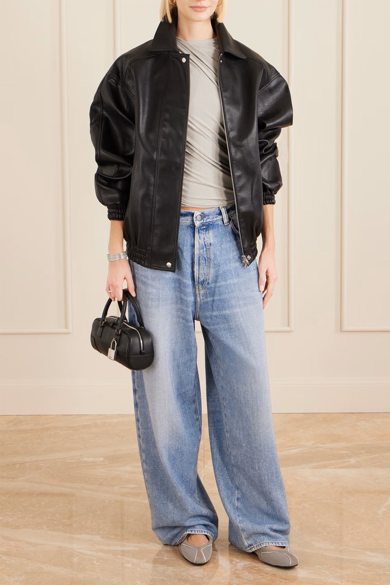 2023 Crystal-Embellished Low-Rise Wide-Leg Jeans from Acne Studios
