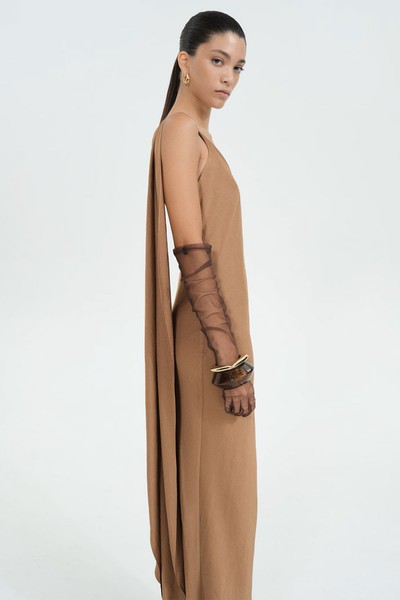 Long Asymmetrical Cape Dress