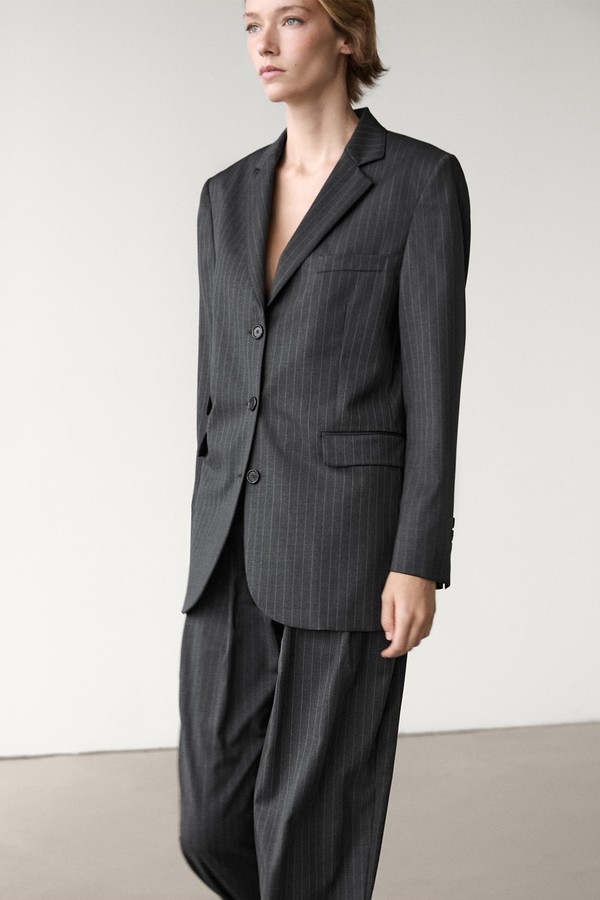 Wool Blend Pinstripe Blazer from Massimo Dutti