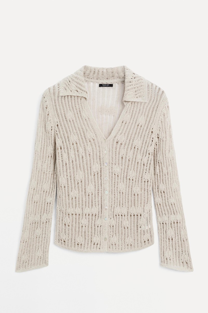 Cutwork Cardigan With Polo Collar from Massimo Dutti