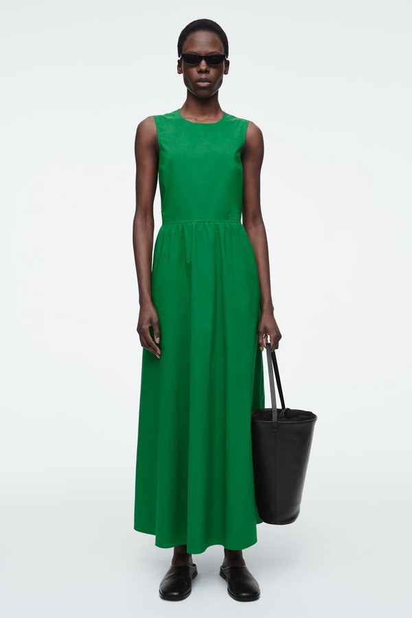 Open-Back Cotton Midi Dress