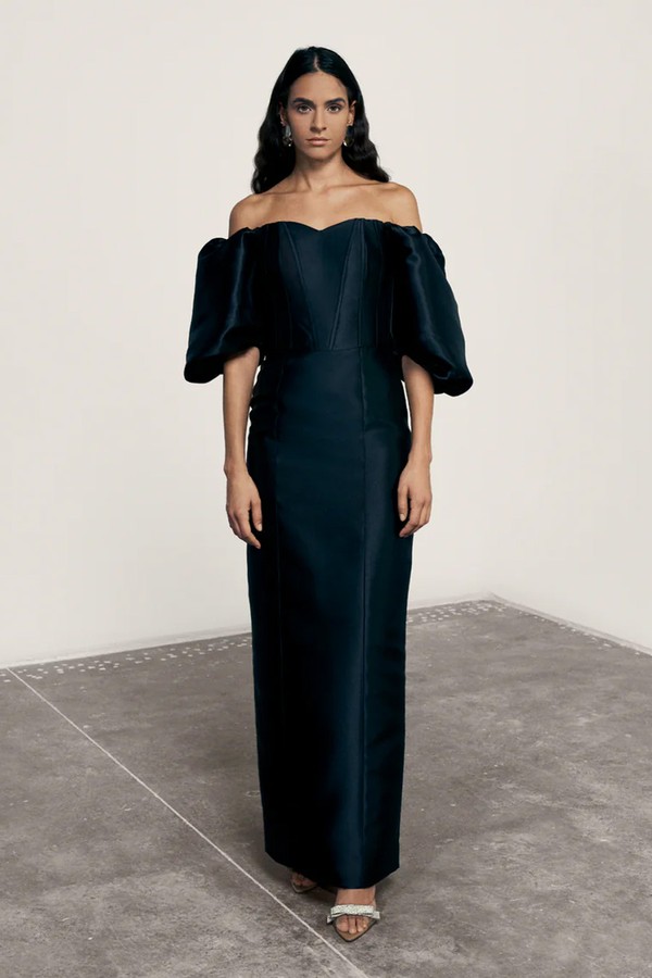 Offshoulder Puff Sleeve Skinny Gown