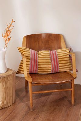 Vida Striped Cotton-Velvet Cushion from Christina Lundsteen 