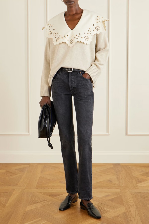 Toro Broderie Anglaise-Trimmed Wool Sweater from Altuzarra
