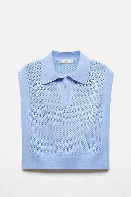 Openwork Polo Neck Top from Mango