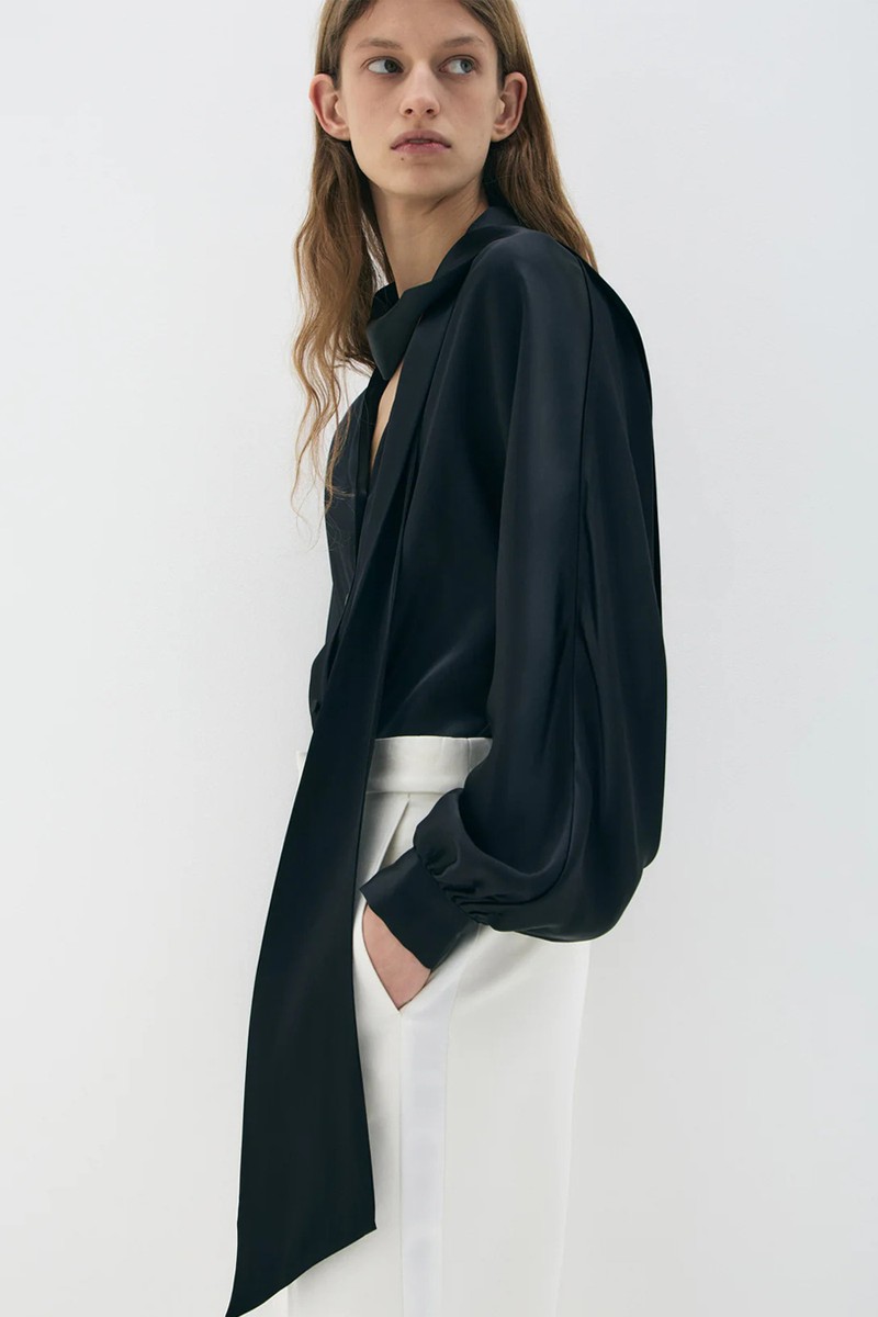 Scarf Detail Satin Blouse 