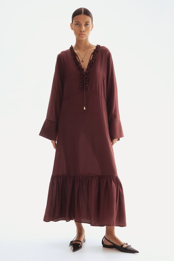 Ruffle-Trim Maxi Dress