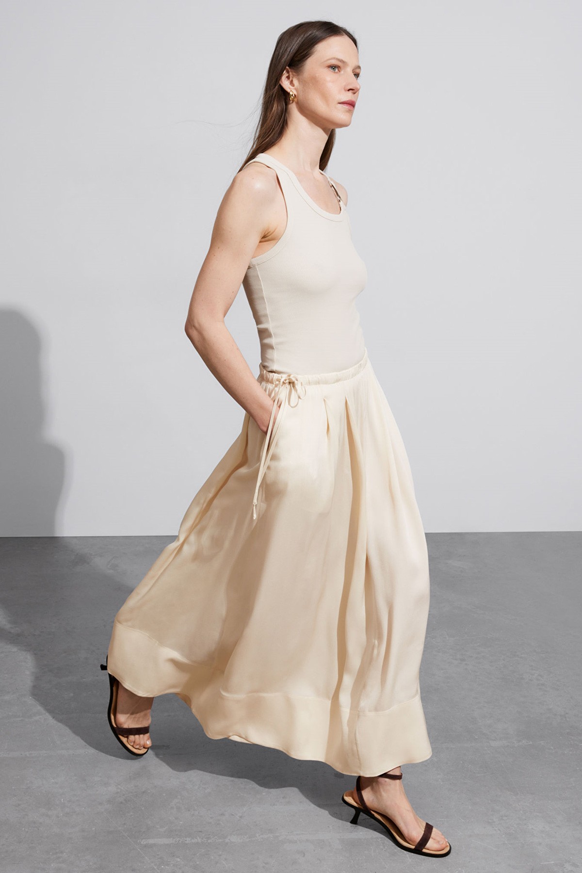 Pleated Drawstring Midi Skirt from & Other Stories