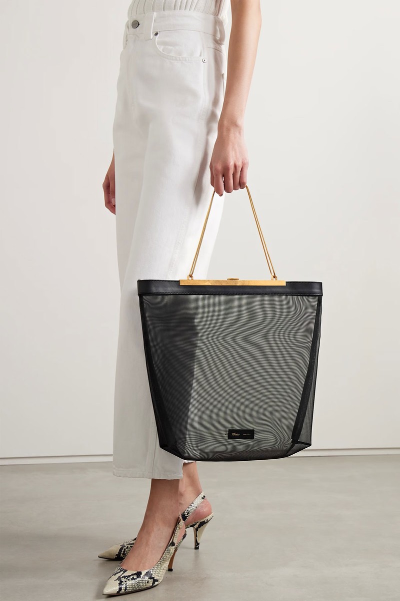 Augusta Chain & Leather-Trimmed Mesh Tote from Khaite