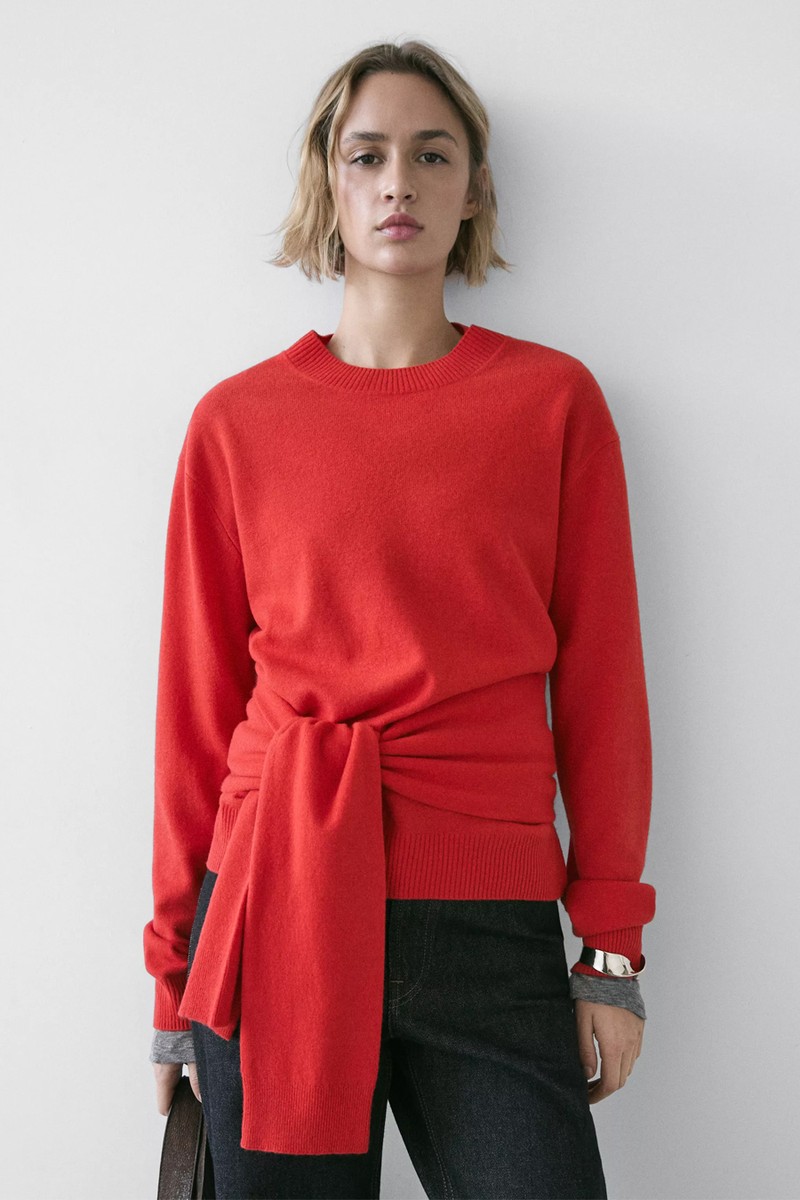 Wool Knit Sweater With Waist Detail from Massimo Dutti