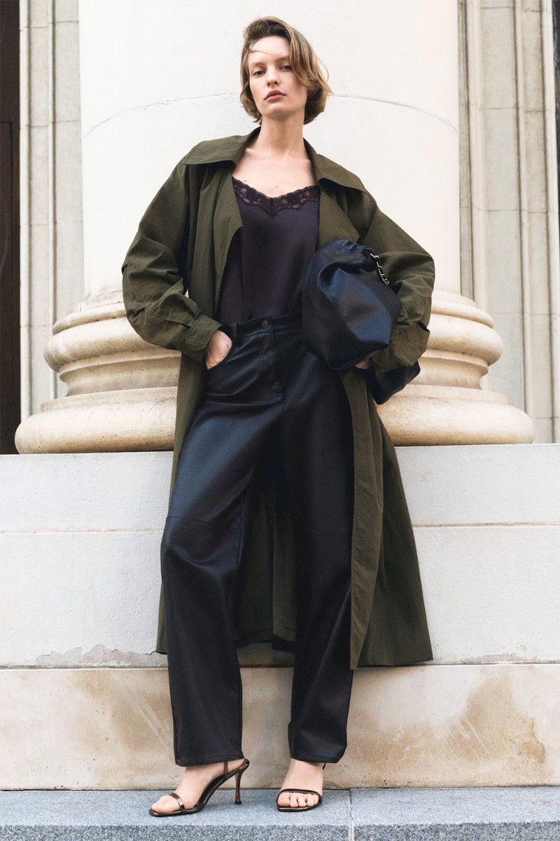 Barrel-Leg Coated Trousers from H&M