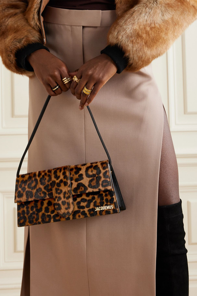 Le Bambino Long Leopard-Print Calf Hair Shoulder Bag from Jacquemus