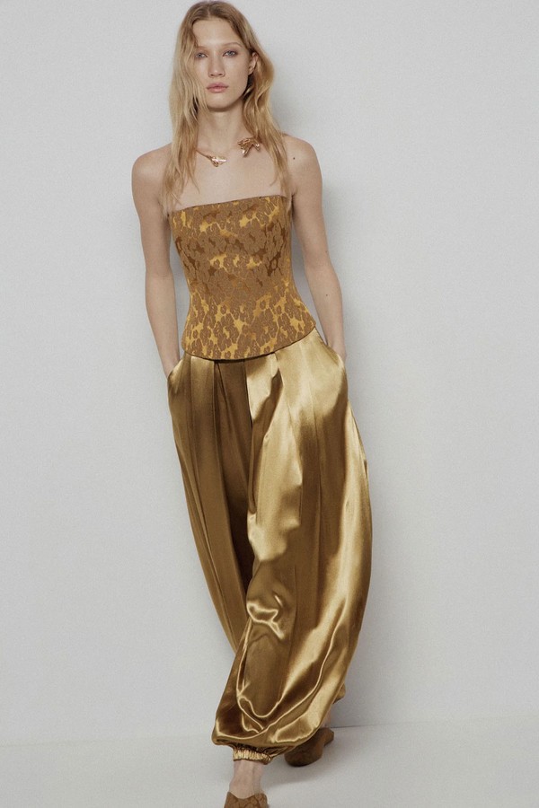 Barrel Leg Satin Trousers from LIMÉ