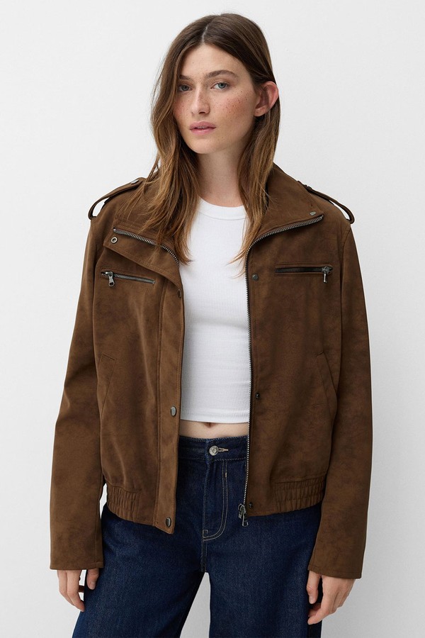 Faux Suede Jacket from Bershka