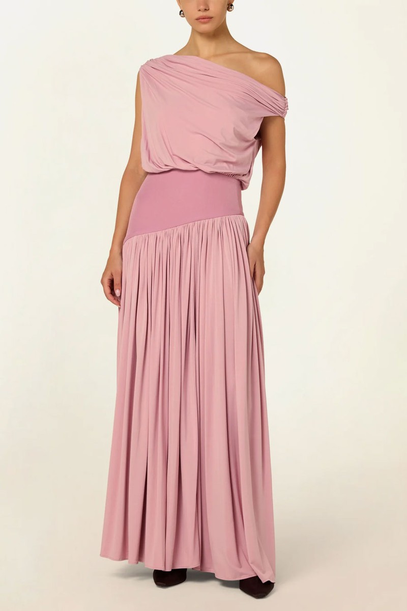 Gwen Off Shoulder Drape Dress from Abadia