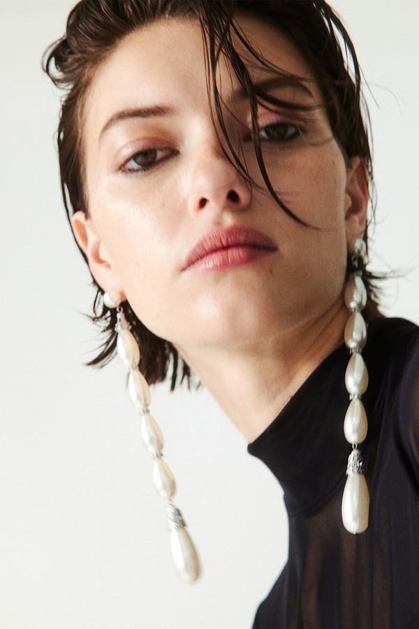 Bead-Detail Pendant Earrings
