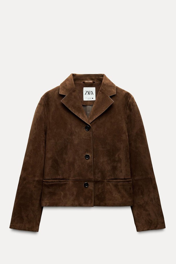 Suede Leather Blazer from Zara