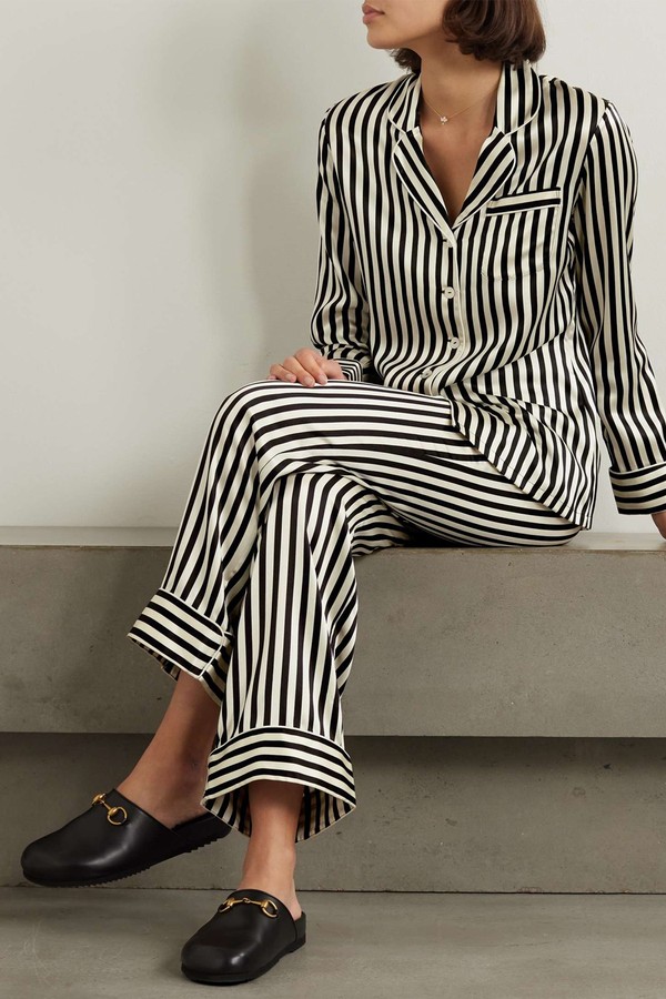 Lila Striped Silk-Satin Pajama Set from OLIVIA VON HALLE