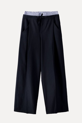 Pinstripe Trousers With Elastic Waistband from Bershka