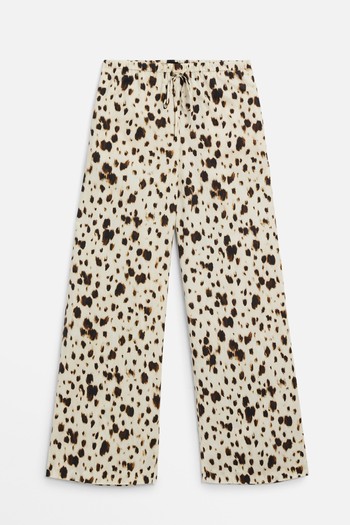 Wide-Leg Printed Trousers With Drawstring Detail from Massimo Dutti