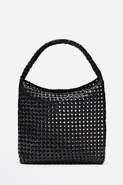 Woven Nappa Leather Bag With Knot Detail