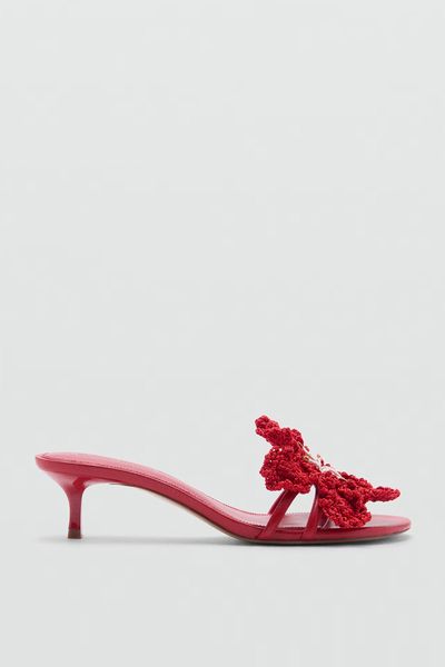 Leather Sandal With Flower Heel from Siedrés X Mango