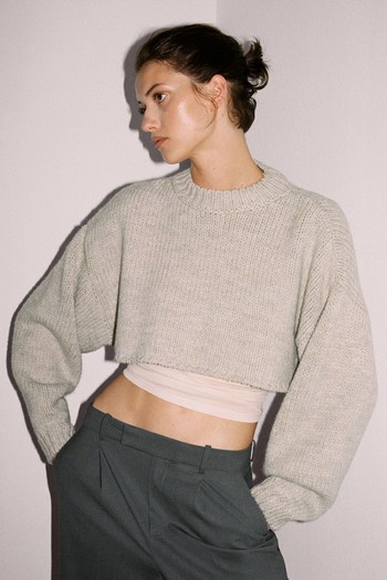 Round-Neck Cropped Jumper