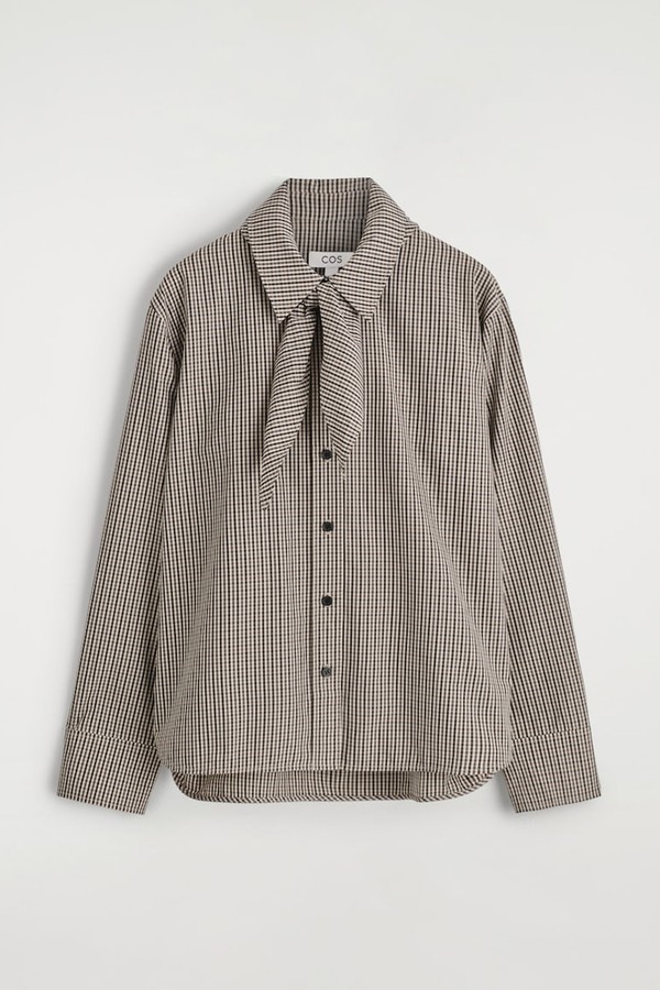 Checked Scarf-Detail Shirt from COS