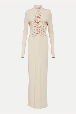 Floral-Appliqué Ruched Jersey Gown from Magda Butrym