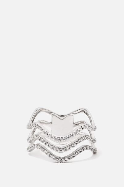 Triple Stacked Crystal Ring from Khailo Silver