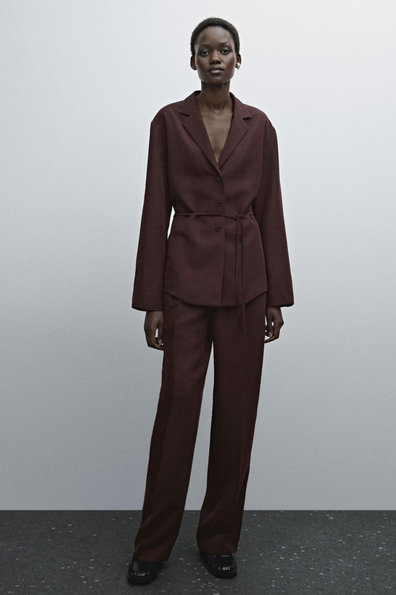 Semi-Textured Blazer With Belt