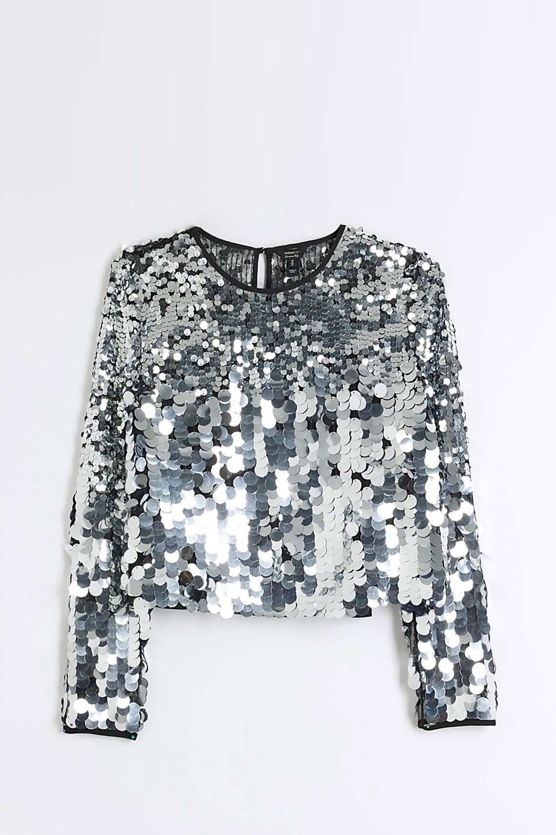 Sequin Long Sleeve Crop Top from River Island