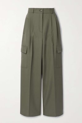 Maesa Pleated Woven Wide-Leg Cargo Pants from The Frankie Shop