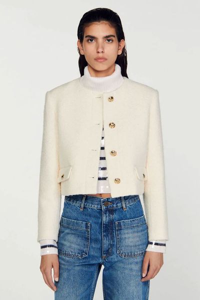 Cropped Bouclé Wool Jacket from Sandro