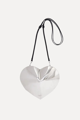 Le Coeur Leather-Trimmed Silver-Tone Metal Shoulder Bag 
