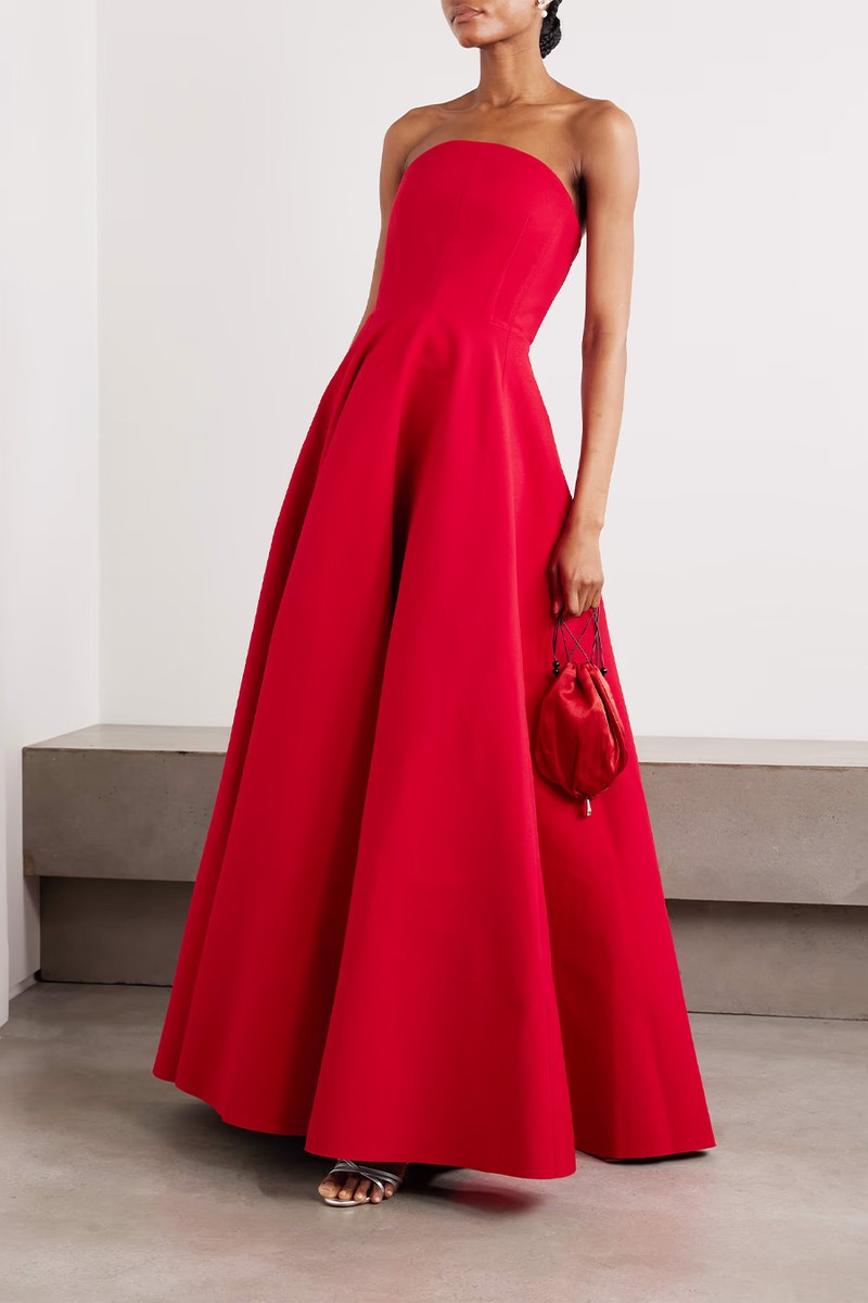 Mathilde Strapless Crepe Gown from  Solace London