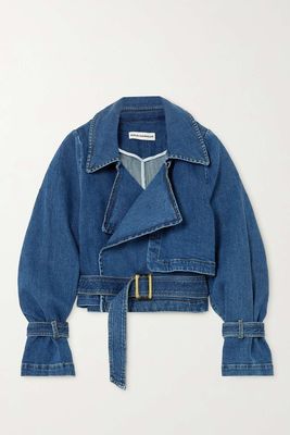 Hatti Cropped Belted Denim Jacket from Nour Hammour