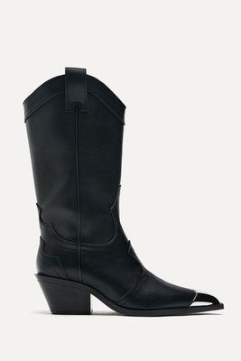 Half-Leg Cowboy Boots With Metal Toecap from Zara