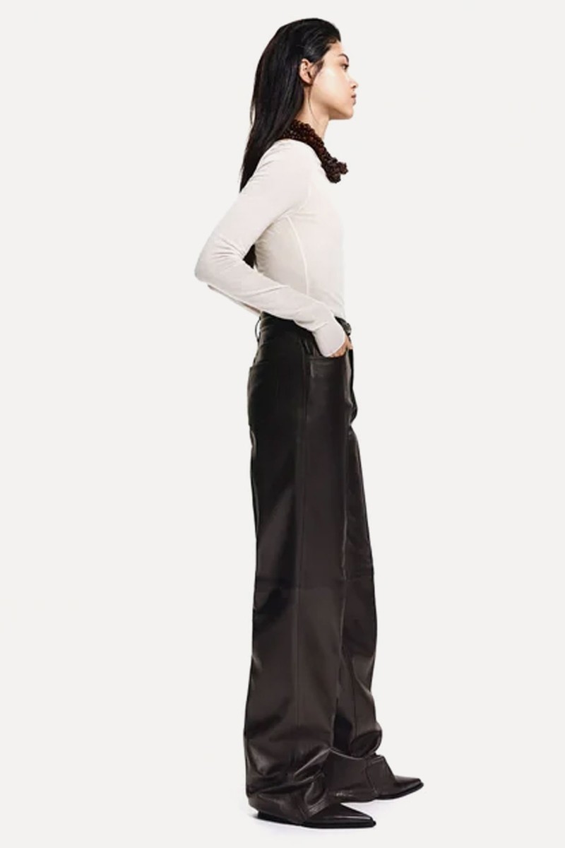Straight Leather Trousers from H&M