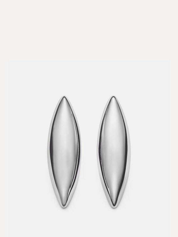 Puffy Dagger 10kt Rhodium-Plated Earrings