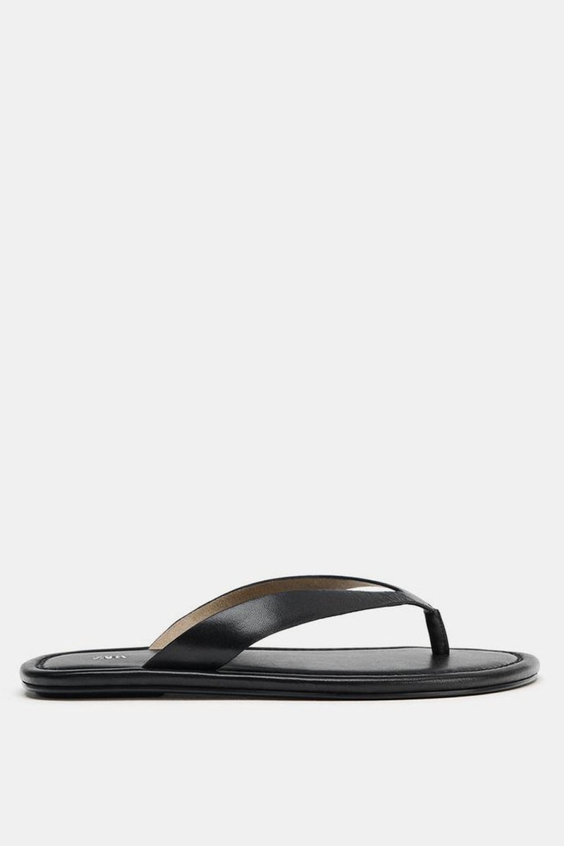 Flat Leather Sandals from Zara
