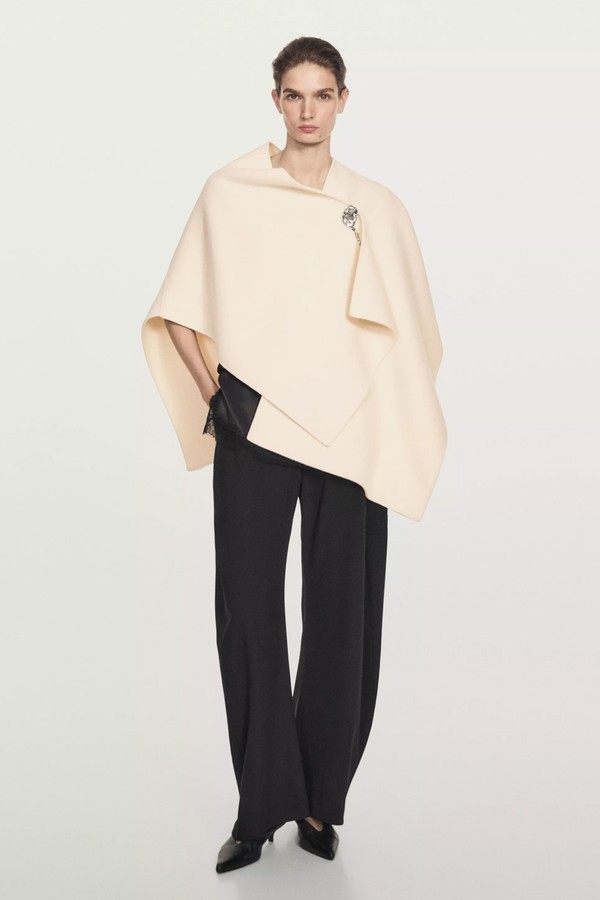 Wool Blend Felt Texture Cape
