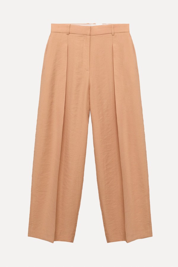 Straight-Fit Lyocell Trousers With Pleats from Mango