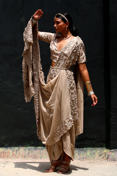 Marilla Blouse, Sari & Dupatta Set (Amrita Wore The Ivory) from Aikeyah