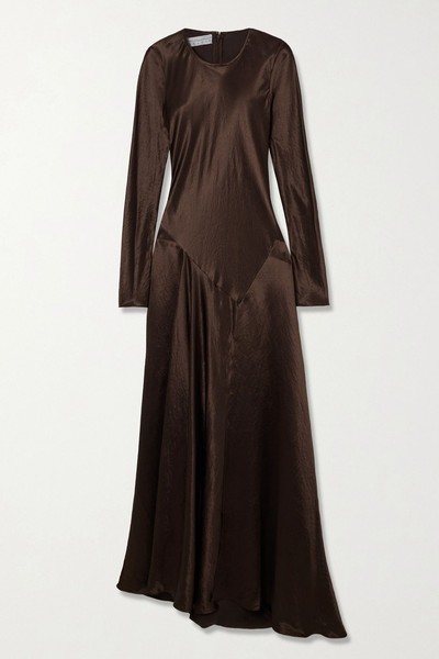 Yara Paneled Hammered-Satin Maxi Dress from Abadia