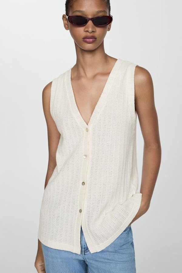 Crochet Button Waistcoat from Mango