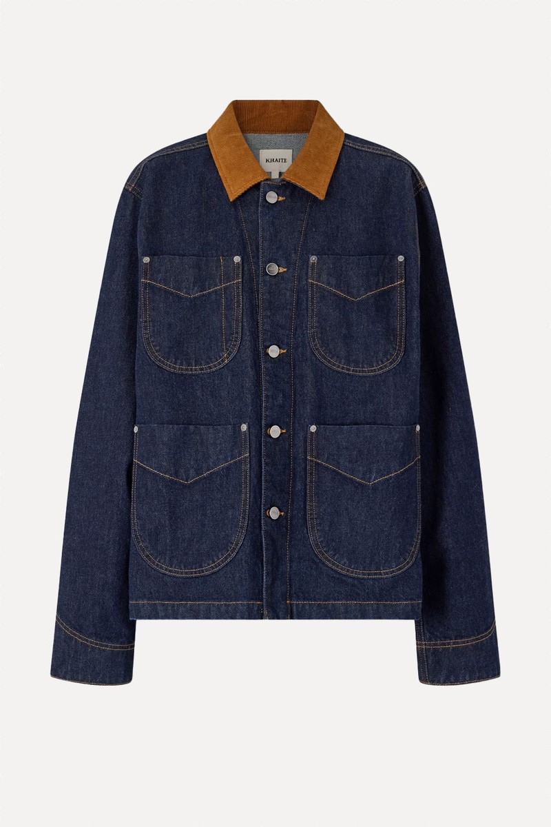 Wyatt Corduroy-Trimmed Denim Jacket from Khaite