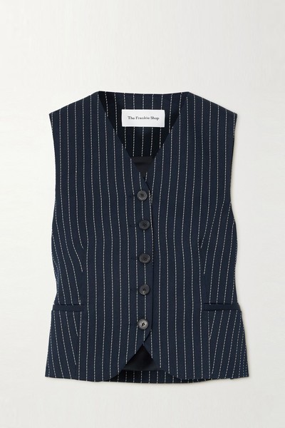 Chelsea Pinstriped Twill Vest from The Frankie Shop