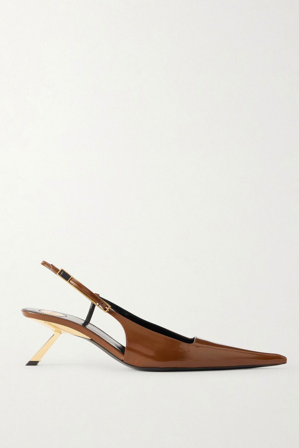 Lee Glossed-Leather Sandals from Saint Laurent